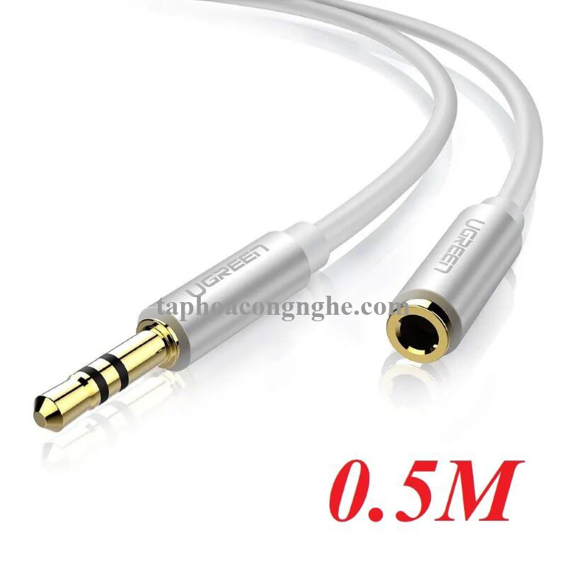 Ugreen 10773 0.5M màu Trắng Cáp âm thanh 3.5mm nối dài đầu nhôm AV118 30010773